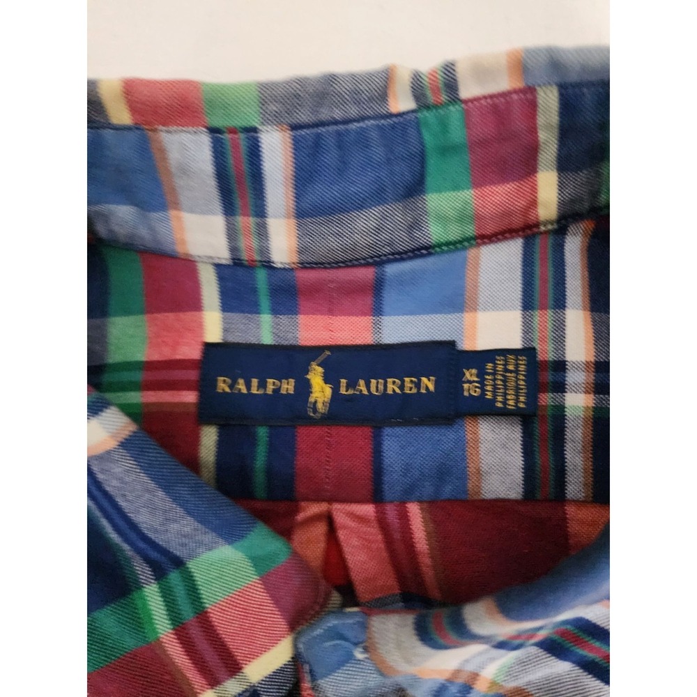 Ralph Lauren Men's Red/Multicolor Plaid Button-Up Long Sleeve Shirt Size XL/TG - Picture 6 of 16